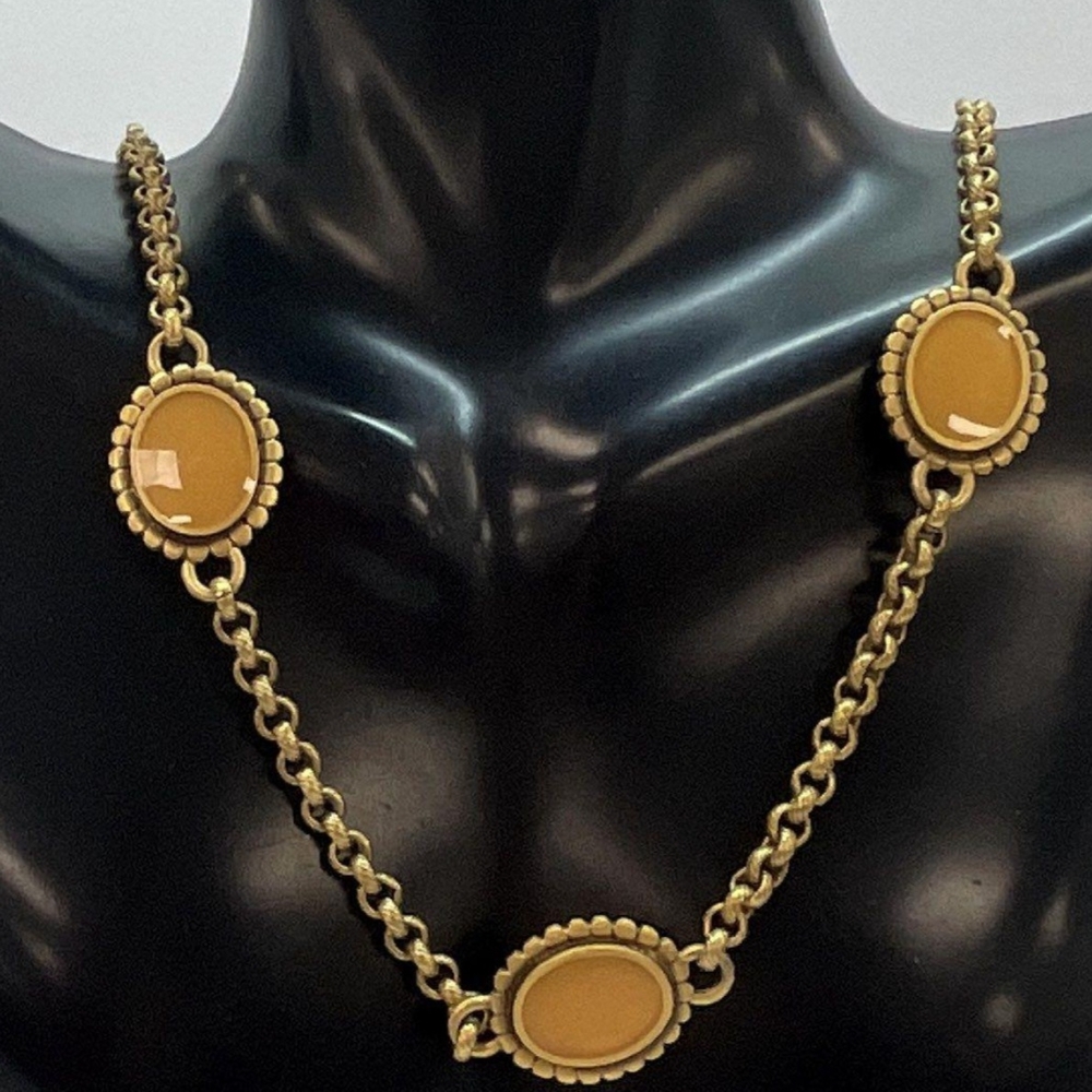 Yves Saint Laurent Vintage Metal And Enamel Station Necklace